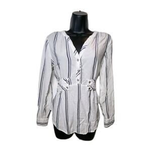 Women's Small High Vibrations casual-chic Stripe Mini Shirt Dress By Soho